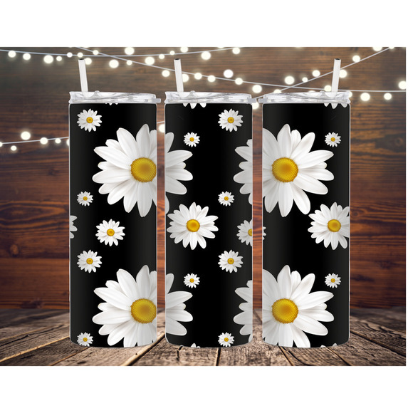 handmade Other - Daisies metal insulated tumbler, water bottle, flowers, daisy, stainless steel